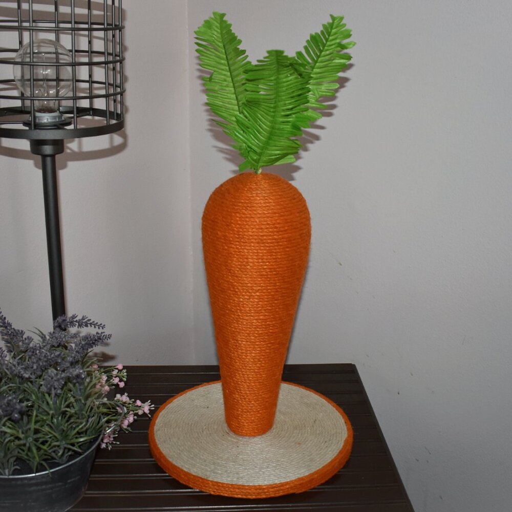 Orange Sisal Rope Carrot Shaped Small Pet Cat Scratch Post - Cottage Farmhouse